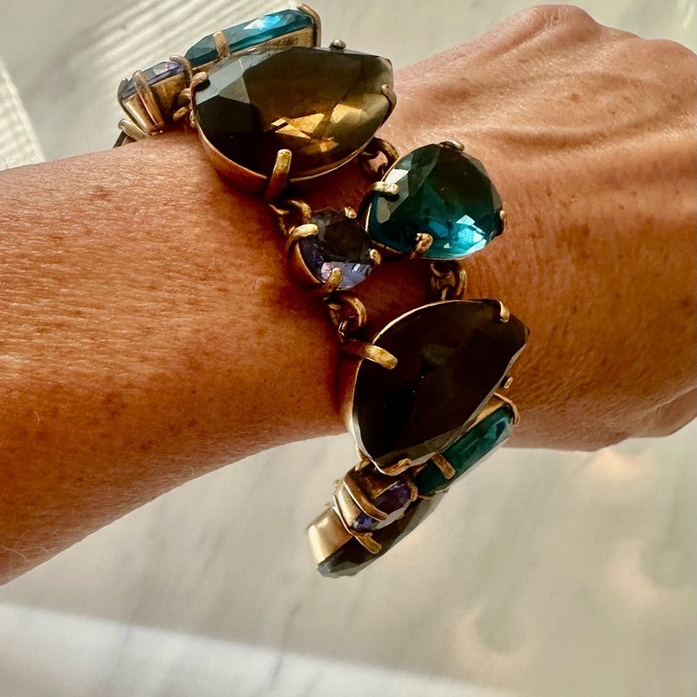 J Crew Elegant Blue, Brown, and Purple Gemstone Bracelet